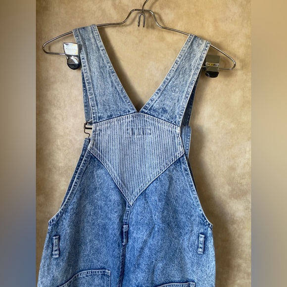 Abigail Aldrich Acid Wash Denim Overalls Vintage 80s 90s Raw Hem Carpenter Med - Picture 9 of 10
